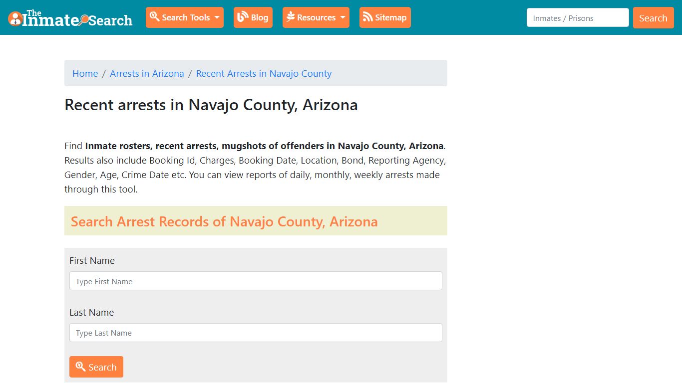 Recent arrests in Navajo County, Arizona - The Inmate Search